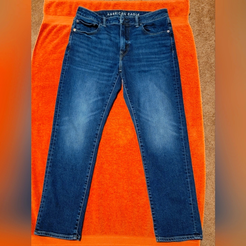 American Eagle Denim Jeans, 33W x 30L, Slim Straight, Blue